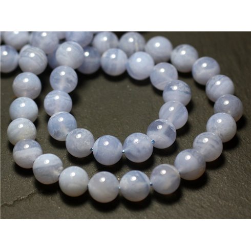 2pc - Perles de Pierre - Calcédoine Bleue Boules 8mm - 7427039728829