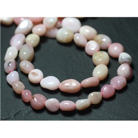 Faden ca. 39cm 48pc - Steinperlen - Pink Opal Oval Olives 6-11mm