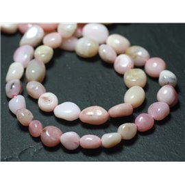 Filo 39 cm 48 pz circa - Perline di pietra - Olive ovali rosa opale 6-11 mm