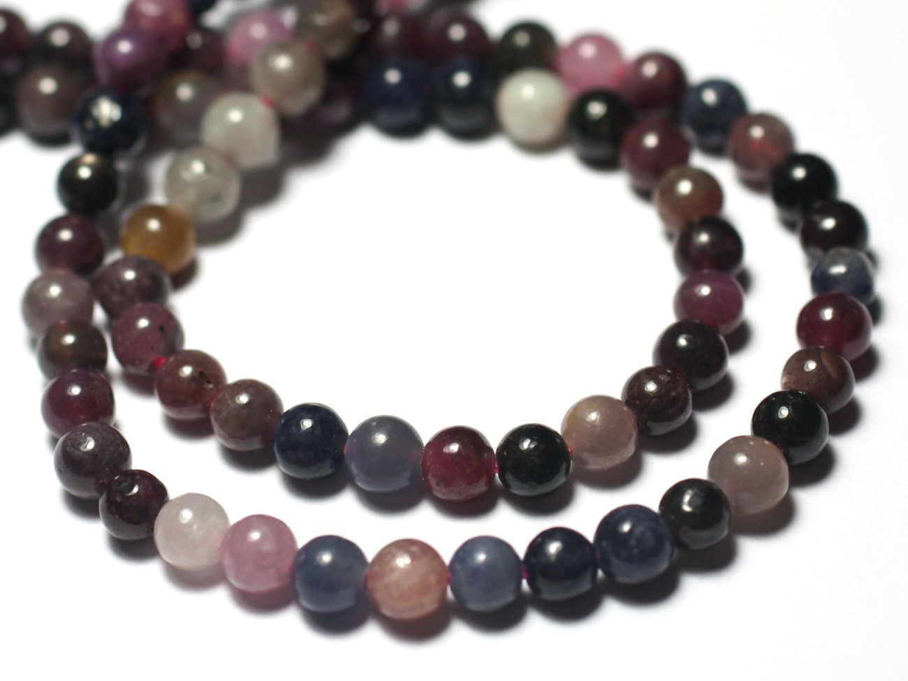Fil 39cm 100pc env - Perles de Pierre - Rubis et Saphir Boules 4mm