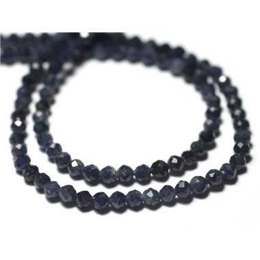 10pc - Perles de Pierre - Saphir Bleu Boules Facettées 2mm - 7427039728942