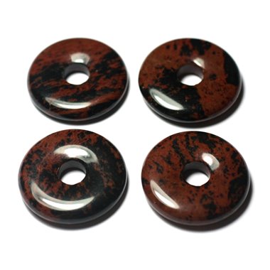 1pc - Pendentif Pierre semi précieuse - Obsidienne Acajou Mahogany Donut 25mm - 7427039728959