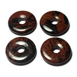 1pc - Pendentif Pierre semi précieuse - Obsidienne Acajou Mahogany Donut 25mm - 7427039728959