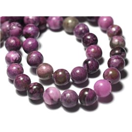 Filo 39 cm circa 60 pz - Perline di pietra - Palline di Sugilite 6 mm Rosa viola