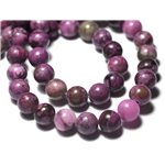 Fil 39cm 60pc env - Perles de Pierre - Sugilite Boules 6mm Violet rose