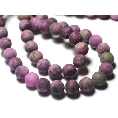 Fil 39cm 85pc env - Perles de Pierre - Sugilite Boules 4mm Violet rose Mat sablé givré