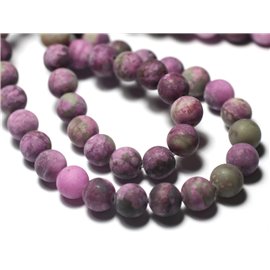 Hilo 39cm 62pc aprox - Cuentas de Piedra - Bolas de Sugilita 6mm Rosa violeta Mate arenado esmerilado