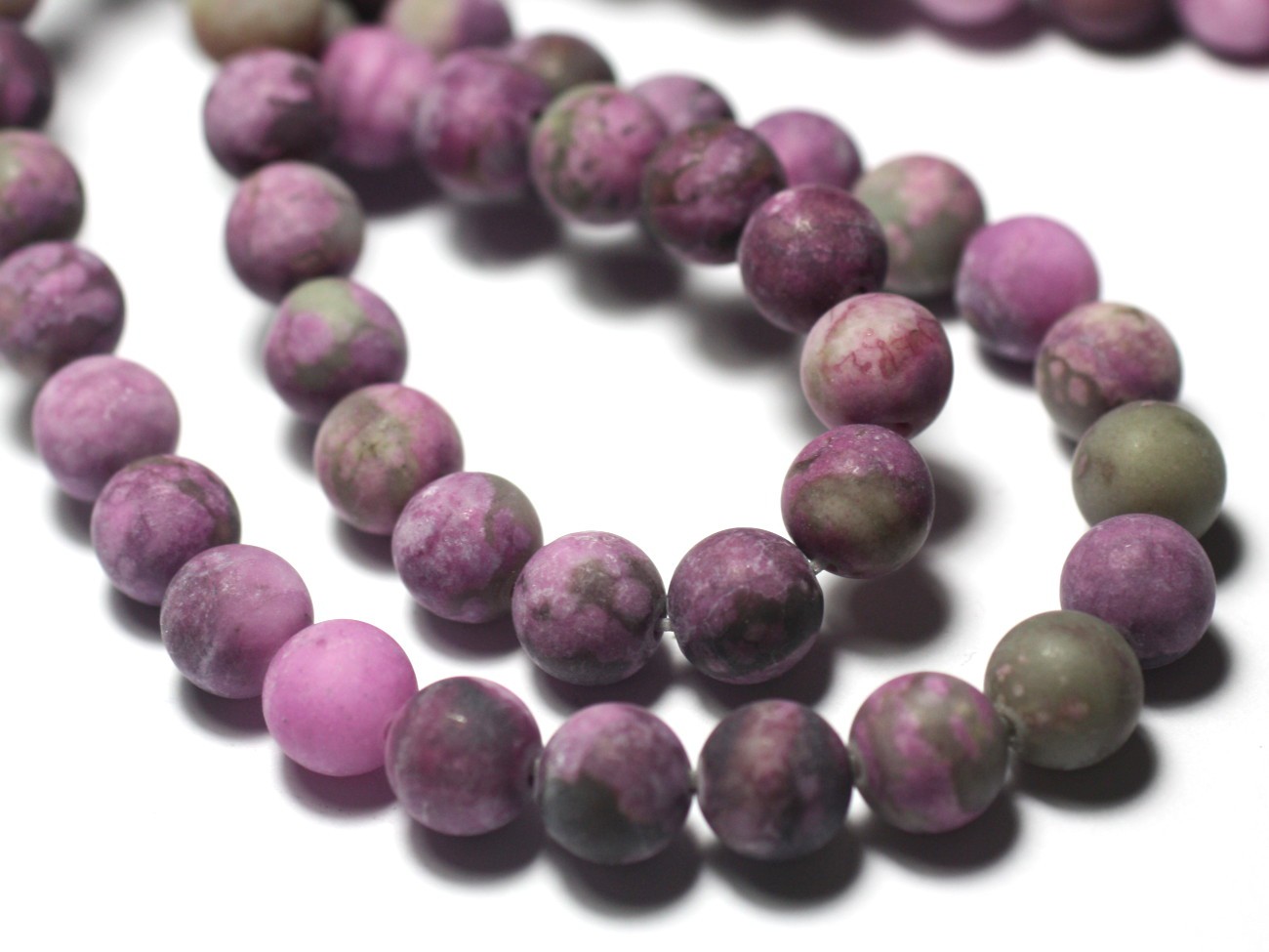 10pc - Perles de Pierre - Sugilite Boules 6mm Violet rose Mat sablé givré - 7427039729116