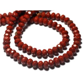 Filo 39 cm circa 88 pz - Perline di pietra - Rondelle sfaccettate diaspro rosso 6x4 mm