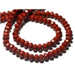 Fil 39cm 88pc env - Perles de Pierre - Jaspe Rouge Rondelles Facettées 6x4mm