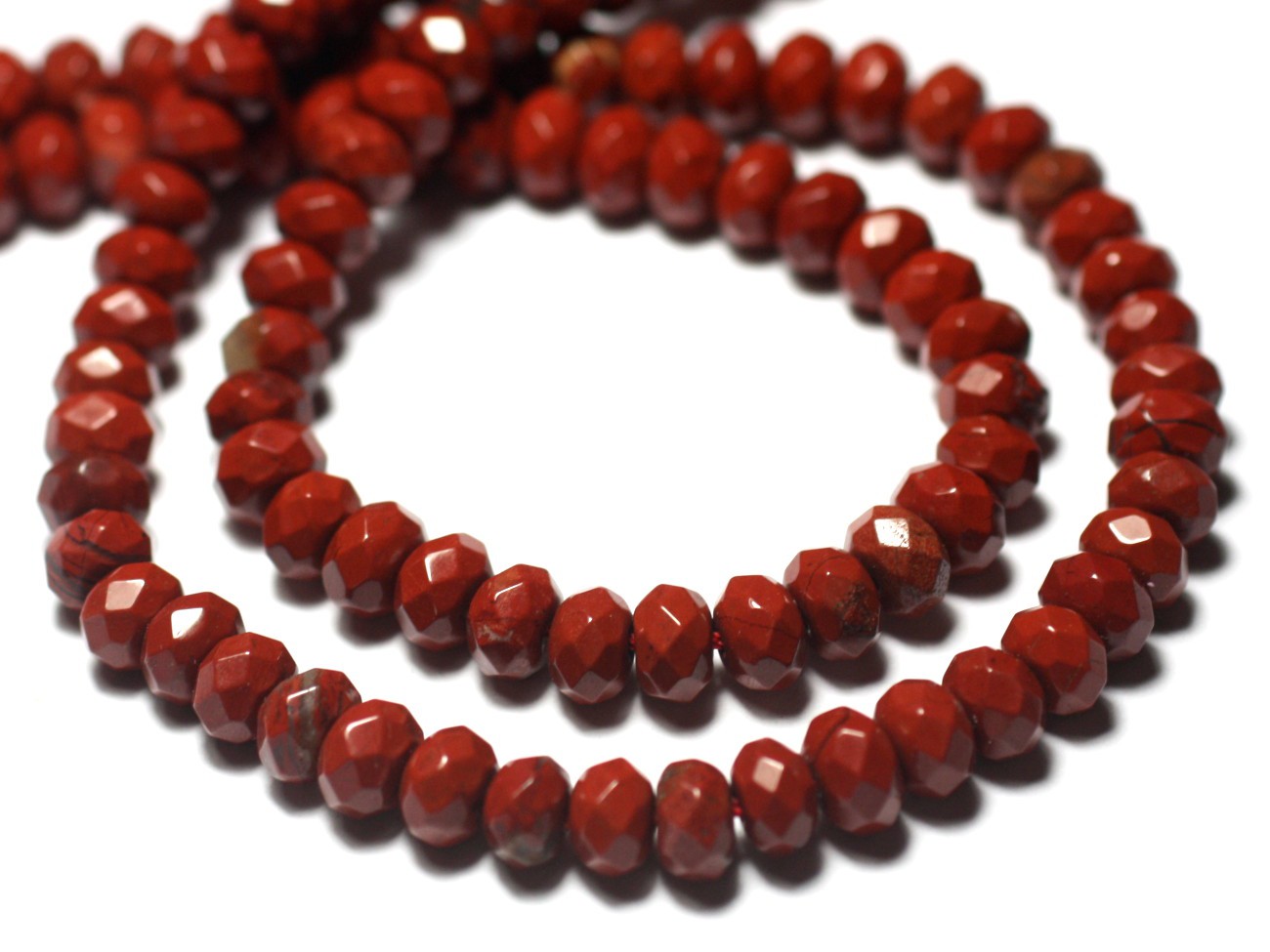 10pc - Perles de Pierre - Jaspe Rouge Rondelles Facettées 6x4mm - 7427039729154