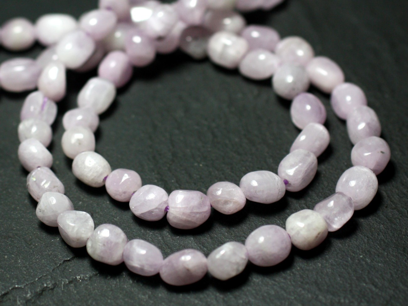 Fil 39cm 65pc env - Perles de Pierre - Kunzite Rose Olives 5-8mm