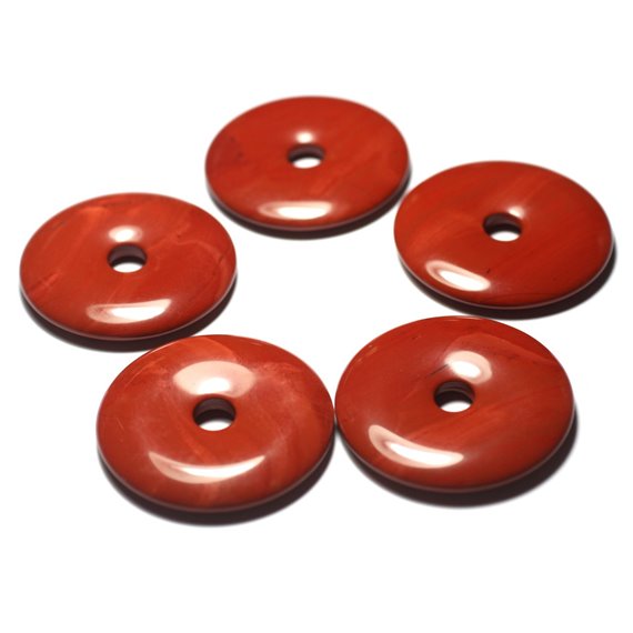 1pc - Pendentif Pierre semi précieuse - Jaspe Rouge Donut Pi 40mm - 7427039729222
