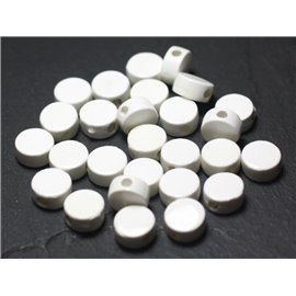 10pc - Porcelain Ceramic Beads Palets 8mm White - 7427039729246