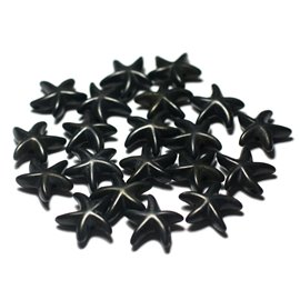 Hilo 38cm 35pc aprox - Cuentas Turquesa Sintéticas Estrella de Mar 14mm Negro