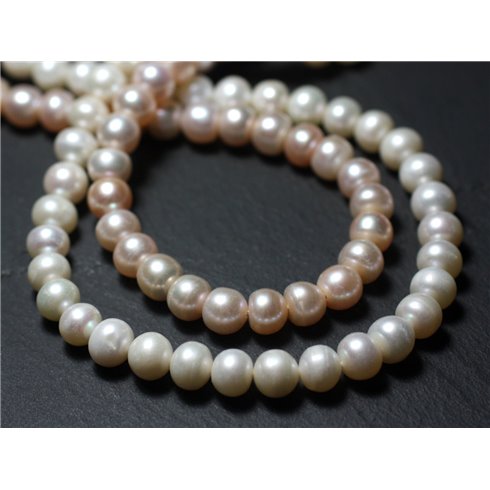 Fil 38cm 60pc environ - Perles culture eau douce Boules 5-8mm Rose clair irisé