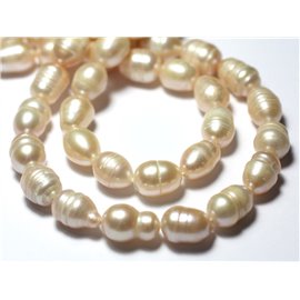 10pc - Freshwater cultured pearls Olives 8-12mm Light pink pastel iridescent - 7427039729468