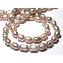 Thread 34cm 42pc approx - Cultured freshwater pearls Olives 6-9mm Purple pink mauve iridescent