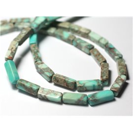 4pc - Stone Beads - Sedimentary Jasper Rectangles Tubes 14x4mm Blue Turquoise Beige - 7427039729529
