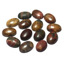 1pc - Semi precious stone cabochon - Picasso Jasper Oval 18x13mm Green Red Yellow - 7427039729550