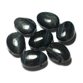 1pc - Semi precious stone pendant - Falcon Eye Drop 25mm - 7427039729581