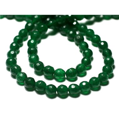 20pc - Perles de Pierre - Jade Boules Facettées 6mm Vert Empire - 7427039729604