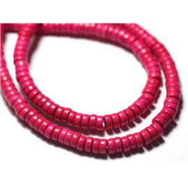 Gewinde 39cm ca. 180 Stück - Synthetische türkisfarbene Steinperlen Heishi Rondelles 4x2mm Fluo Pink