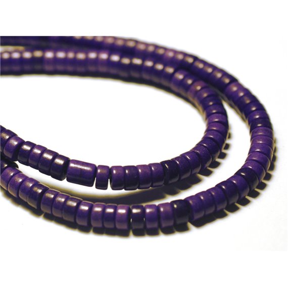 Fil 39cm 180pc env - Perles de Pierre Turquoise Synthèse Rondelles Heishi 4x2mm Violet