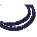 Fil 39cm 180pc env - Perles de Pierre Turquoise Synthèse Rondelles Heishi 4x2mm Bleu Nuit