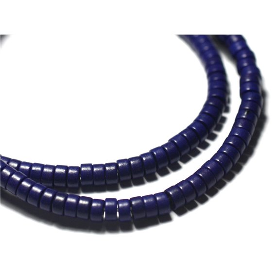 20pc - Perles de Pierre Turquoise Synthèse Rondelles Heishi 4x2mm Bleu Nuit - 7427039729765