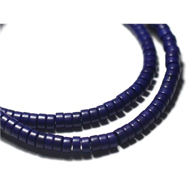 20pc - Perles de Pierre Turquoise Synthèse Rondelles Heishi 4x2mm Bleu Nuit - 7427039729765