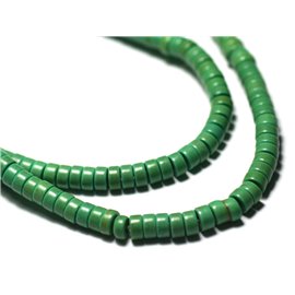 20pc - Cuentas de piedra turquesa sintética Heishi Rondelles 4x2mm Verde - 7427039729789