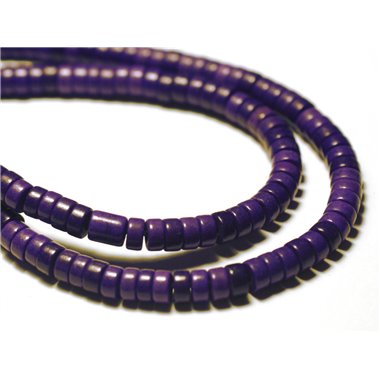 20pc - Perles de Pierre Turquoise Synthèse Rondelles Heishi 4x2mm Violet - 7427039729796