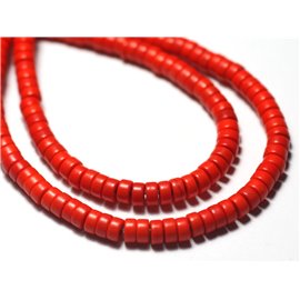 20pc - Synthetic Turquoise Stone Beads Heishi Rondelles 4x2mm Orange - 7427039729826