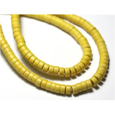 20pc - Perles de Pierre Turquoise Synthèse Rondelles Heishi 4x2mm Jaune - 7427039729833