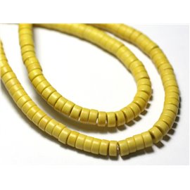 20pc - Perline sintetiche in pietra turchese Heishi Rondelles 4x2mm Giallo - 7427039729833