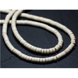 20pc - Perline di pietra turchese sintetico Heishi Rondelles 4x2mm Bianco - 7427039729840