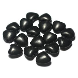 10pc - Perles de Pierre Turquoise Synthèse Reconstituée Coeurs 15mm Noir - 7427039729888