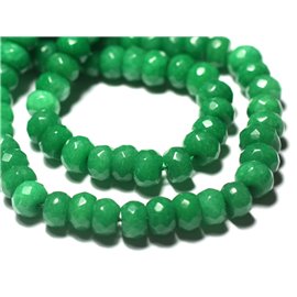 Thread 39cm approx 75pc - Stone Beads - Jade Faceted Rondelles 8x5mm Empire Green