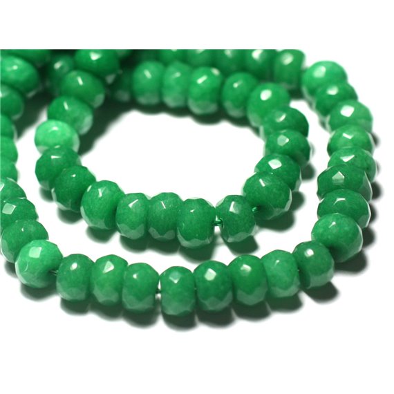 10pc - Perles Pierre - Jade Rondelles Facettées 8x5mm Vert Empire Imperial - 7427039729901