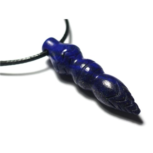 Collier Pendentif Pendule Egyptien Thot gravé en Pierre - Lapis Lazuli 45mm