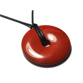Stein Anhänger Halskette - Donut Pi 40mm Red Jasper