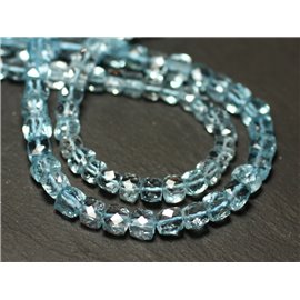 Thread 20cm approx 35pc - Stone Bead - Blue Topaz Faceted Cube 5-6mm