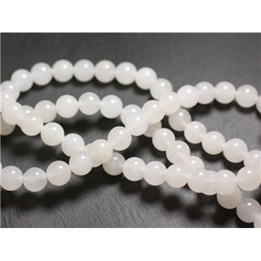 Fil 39cm 37pc env - Perles de Pierre - Jade Boules 10mm Blanc Transparent