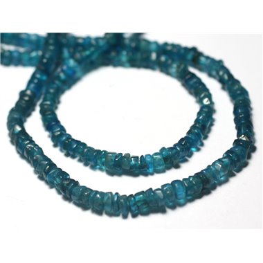 Fil 33cm 180pc env - Perles de Pierre - Apatite Rondelles Heishi 3-4mm Bleu vert Paon