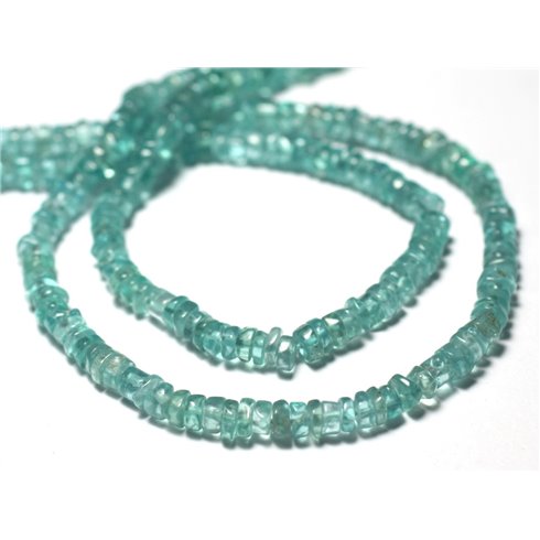 Fil 34cm 190pc env - Perles de Pierre - Apatite Rondelles Heishi 3-4mm Bleu clair