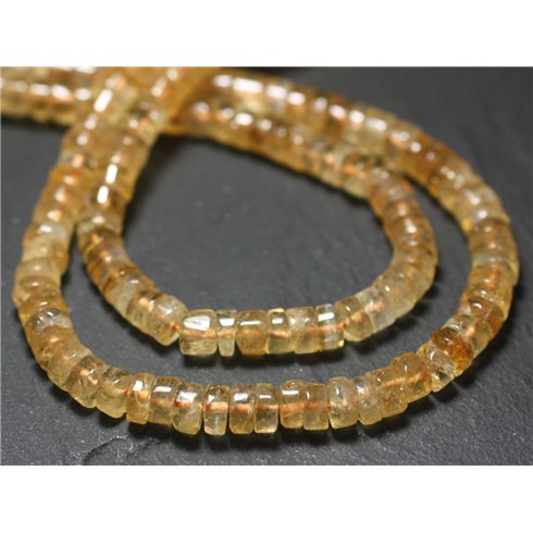 Fil 34cm 120pc env - Perles Pierre - Citrine Rondelles Heishi 5-7mm Jaune Clair transparent