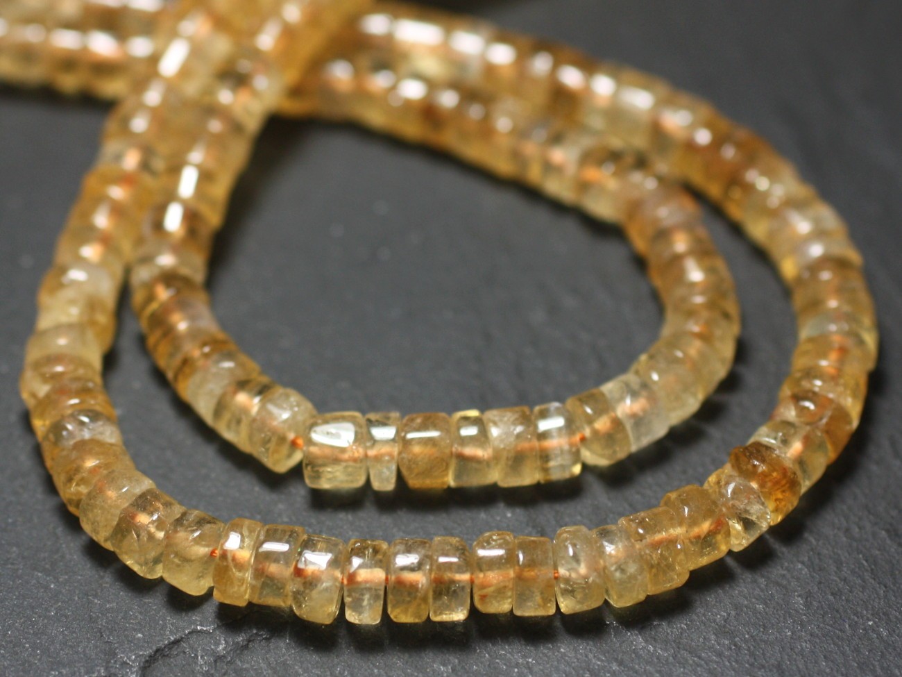 Fil 32cm 95pc env - Perles de Pierre - Citrine Rondelles Heishi 5-7mm
