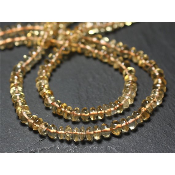 Fil 34cm 120pc env - Perles de Pierre - Citrine Rondelles 4-5mm