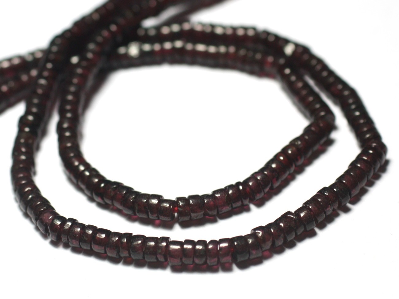 20pc - Perles de Pierre - Grenat Rondelles Heishi 3-4mm - 7427039730495